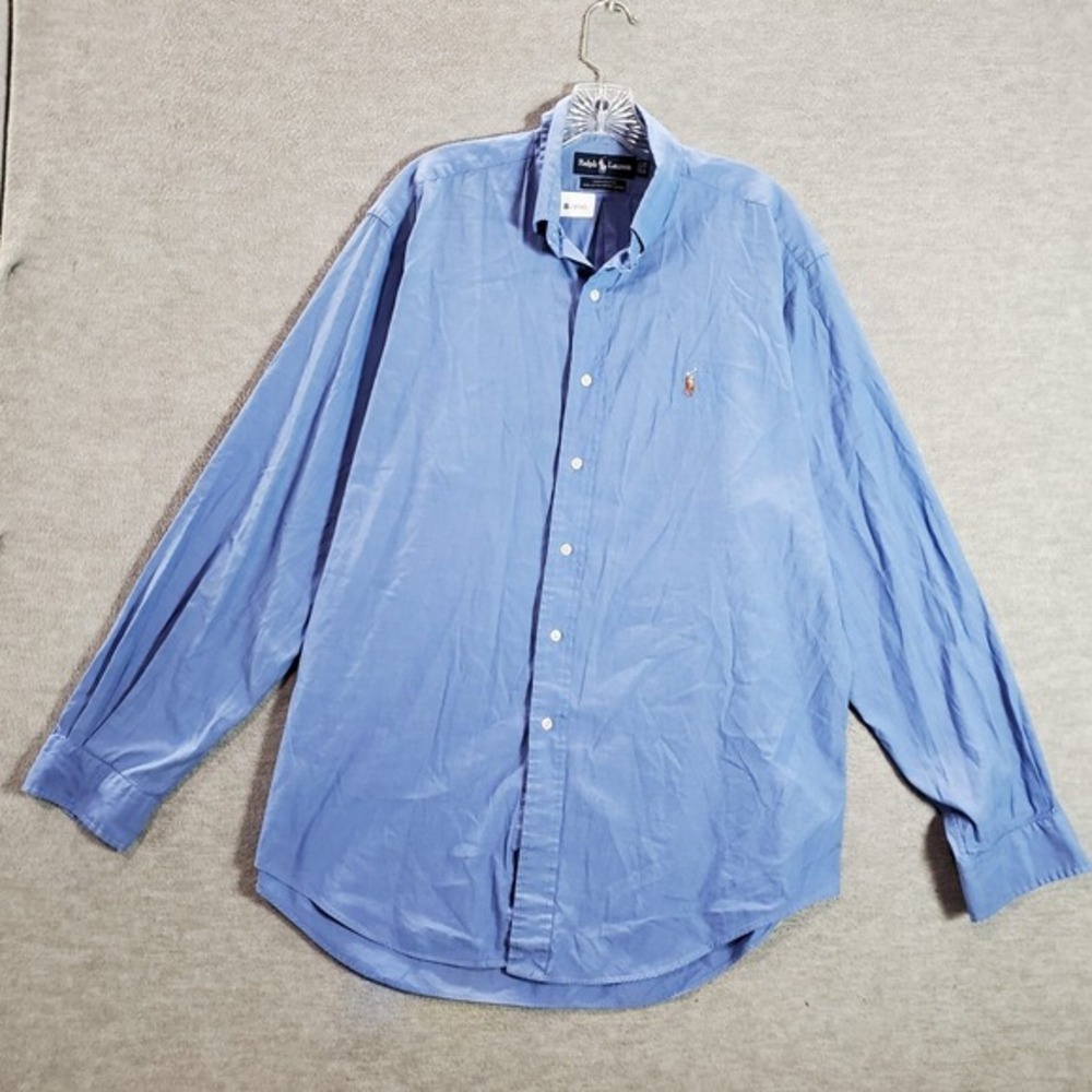 VINTAGE Ralph Lauren Men Button Up Shirt 16 Naked Pony Yarmouth Pinpoint Oxford - Picture 1 of 9